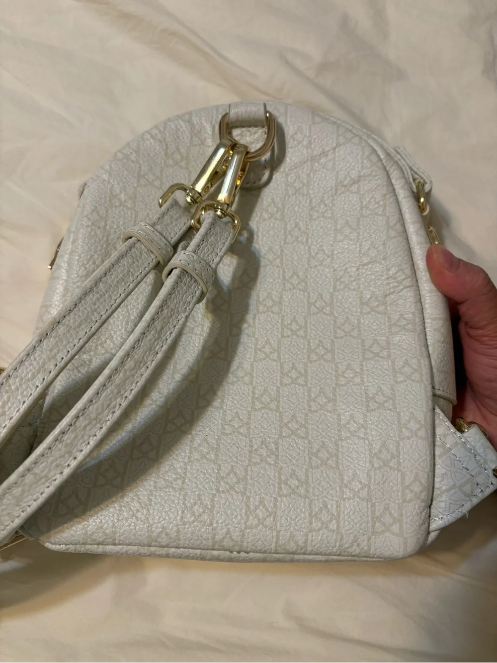 Lazard Grain Learher Cream Mini dual-purpose Backpack
